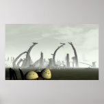 Stylized främmande stadsaffisch