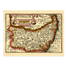 "Suffolck" Suffolk County karta Vykort