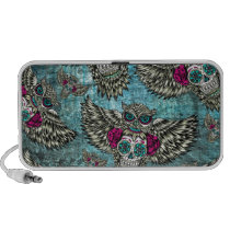 Sugar skull owl pattern in blue pink and yellow. högtalare