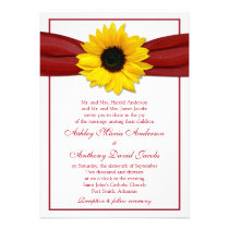 Sunflower Deep Red Ribbon Wedding Invitation inbjudningar