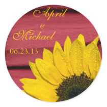 Sunflower Red Personalized Wedding Stickers klistermärken