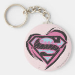 Supergirl rosa logotyp i hjärta nyckel ringar