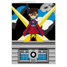 Superheroflicka på Rooftop Kort
