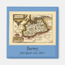 Surrey ståndsmässig karta, England Kylskåpmagneter