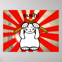 Sushi Maneki Neko Posters