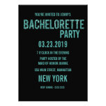Svart Bachelorette för Aquaglittertypografi inbjud inbjudningar