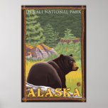Svart björn i skogen - Denali nationalpark, AK Affischer