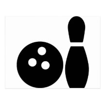svart bowlingsymbol vykort