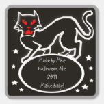 svart brygd för katthalloween hem fyrkantiga klistermärken