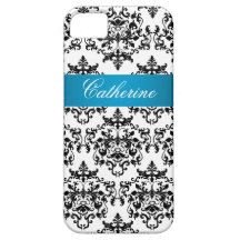 Svart damastast flickanamn för blått iPhone 5 Case-Mate cases