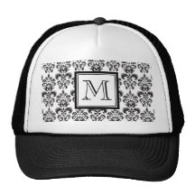 Svart damastast mönster 2 med din Monogram Trucker Keps