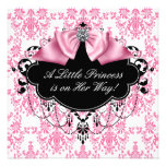 Svart damastast Princess baby shower för rosor Personliga Inbjudningskort