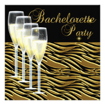Svart för champagne för Bachelorette party guld- Anpassade Inbjudan