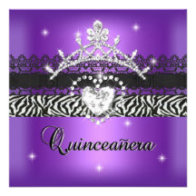 Svart för lilor för Quinceanera 15th födelsedagsfe Personliga Inbjudan