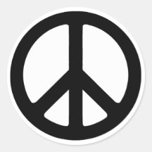 Svart Groovy fredsymbol för klassiker Runda Klistermärken