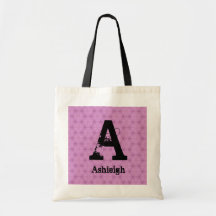 Svart GrungeMonogram och rosor F002 för brudtärna Tote Bag