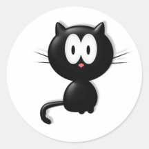 Svart Halloween för kattScardy katt gåva Rund Klistermärke