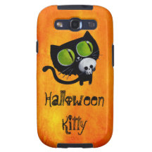 Svart Halloween katt med skallen Samsung Galaxy S3 Skydd