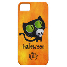 Svart Halloween katt med skallen iPhone 5 Case-Mate Cases