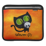 Svart Halloween katt med skallen iPad Sleeve