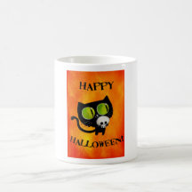 Svart Halloween katt med skallen Kaffe Kopp