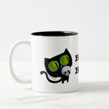 Svart Halloween katt med skallen Kaffe Mugg