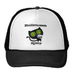 Svart Halloween katt med skallen Kepsar