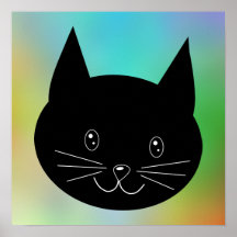 Svart katt, med en bakgrund av regnbågefärger affischer
