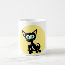 Svart katt- och månemugg