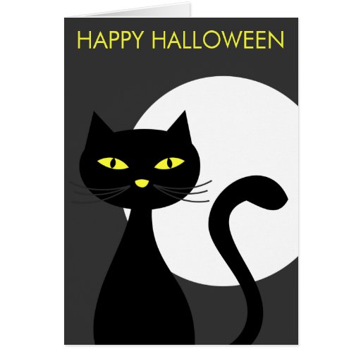Svart kattHalloween kort