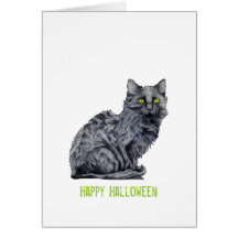 Svart kattHalloween kort