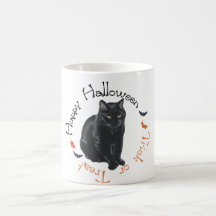 Svart katthappy halloween muggar