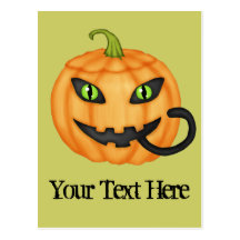 Svart kattnederlag i den pumpaHalloween vykortet