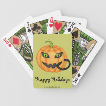 Svart kattnederlag i pumpaHalloween kort Kortlek