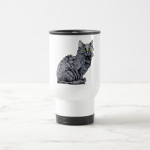 Svart katttravel mug kaffe koppar