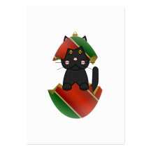 Svart kattunge i en julprydnad visitkort mallar