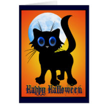 Svart kattungekort för happy halloween