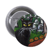 Svart kattvampyrHalloween konst Pins