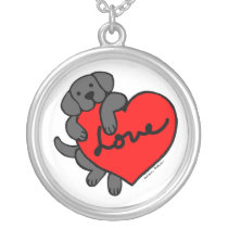 Svart Labrador & hjärtatecknadhalsband