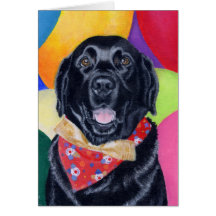 Svart Labrador lycklig Birthay målning Hälsningskort