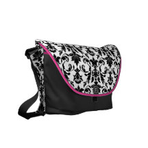 Svart messenger bag för damast |