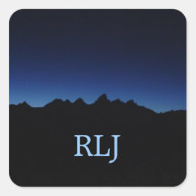 Svart Monogram och blåtttetons Fyrkantiga Klistermärken
