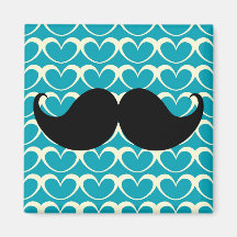 Svart mustasch på Retro bakgrund för 70-tal Magnet För Kylskåp