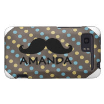 Svart namn för polka dots för mustaschgultblått casemate fodral