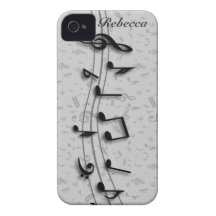 Svart och grå musik noter för personlig Case-Mate iPhone 4 cases