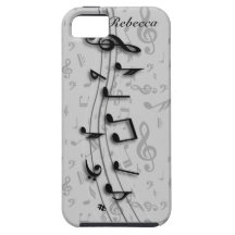 Svart och grå musik noter för personlig iPhone 5 Case-Mate cases