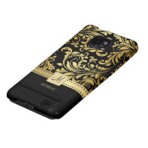 Svart och guld- damast för elegant med monogramen galaxy s2 skydd
