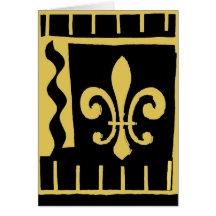 Svart och Guld Fleur De Lis Matisse stil Hälsningskort