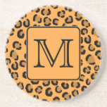 Svart och orange Leopardtryck. Beställnings- Monog Dryck Underlägg