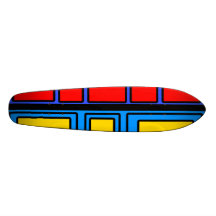 Svart och röd rektangeldesign för blått skate deck